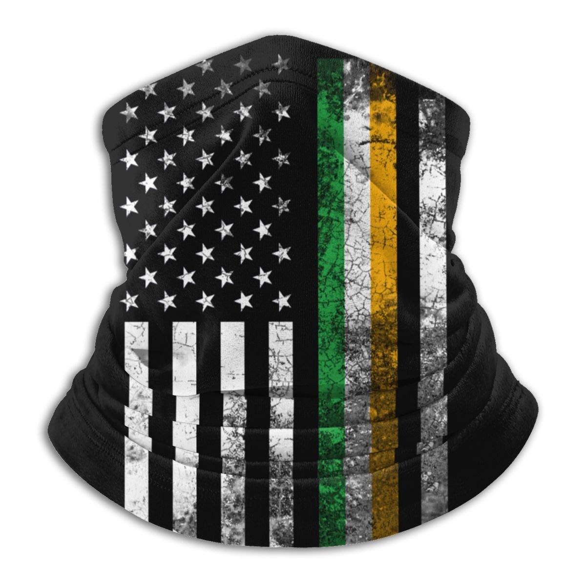 Irish American Flag Winter Neck Warmer Gaiter/Balaclava Ski Face Mask Cover Neck Gaiter Tube, Ear Warmer Headband & Face Mask Hats Headwear for Cold Weather Winter Outdoor Sports Black