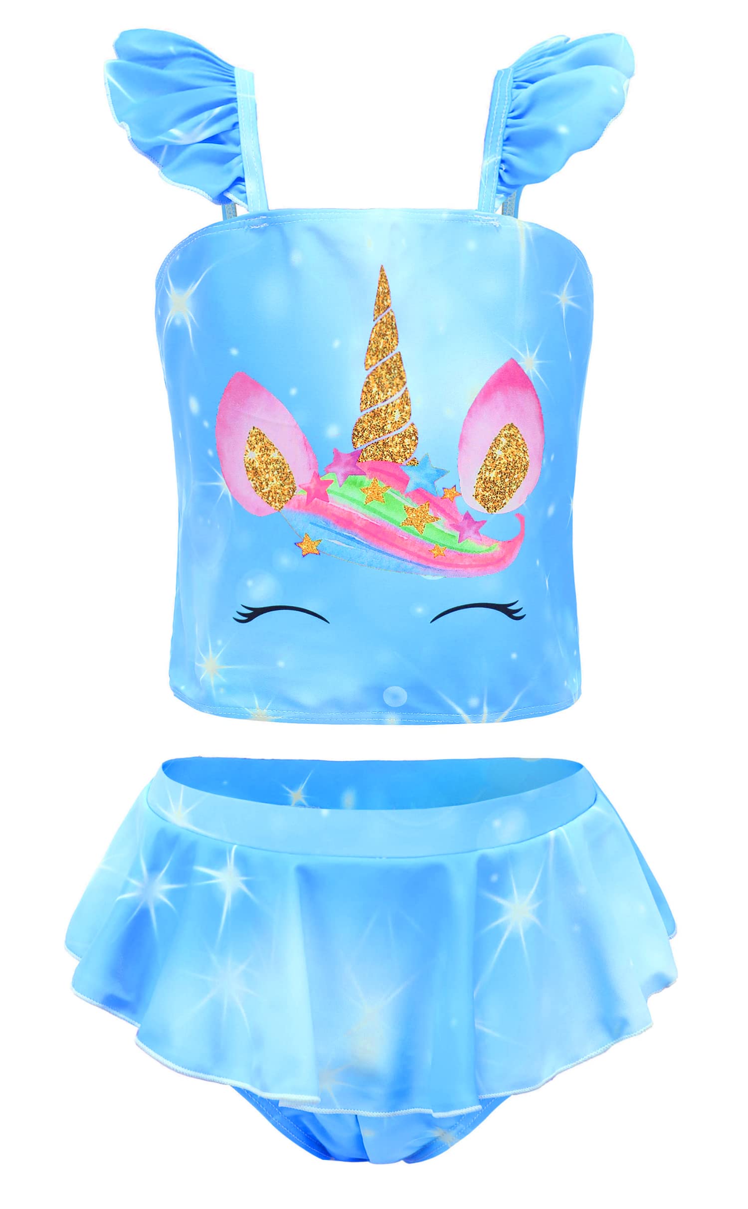 RuuYiicoco Little Girls Two Pieces Bikinis Unicorn Swimsuit Mermaid Tankini Bathing Suit