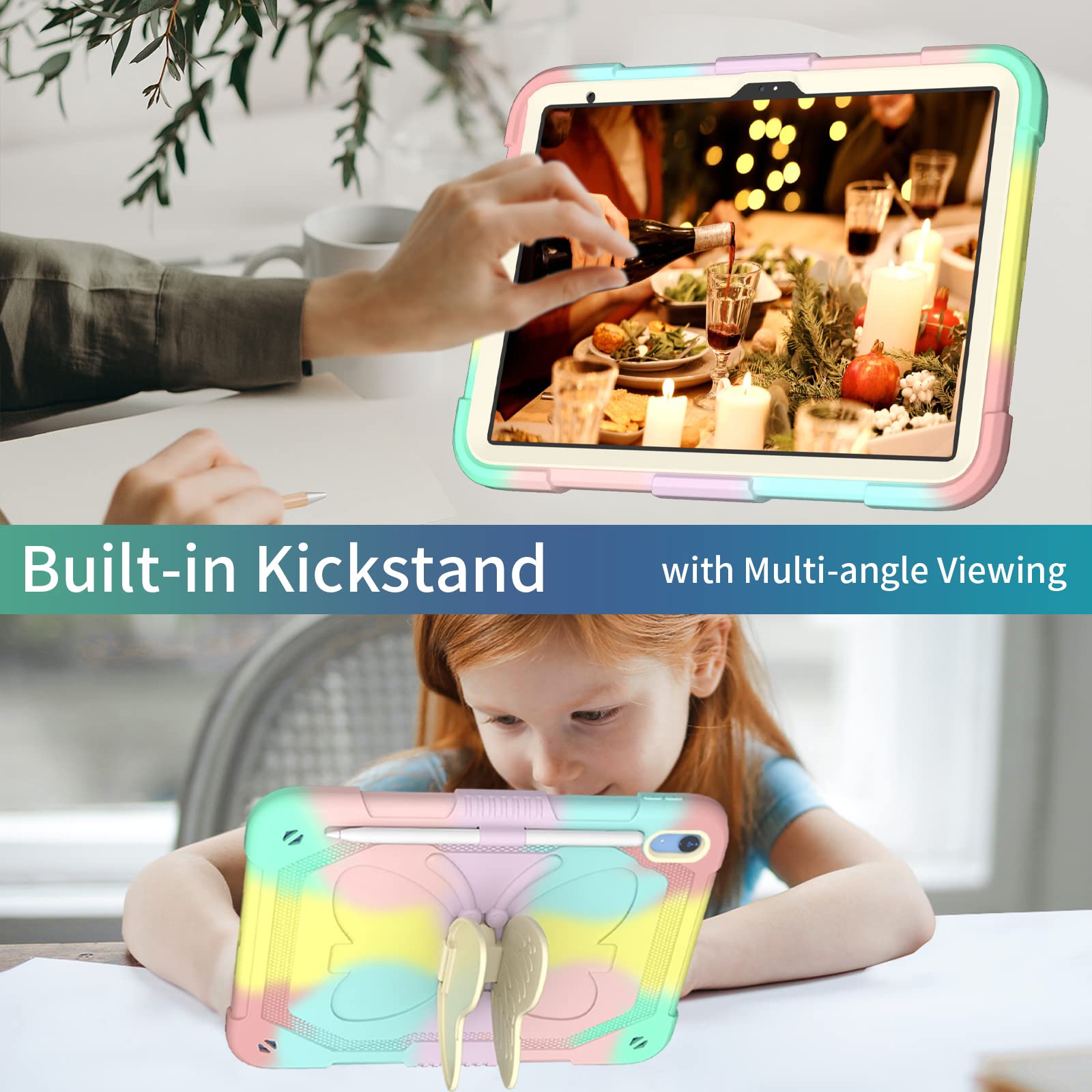 Custodia Antiurto A Farfalla Per IPad (dalla 5a Alla 11a Generazione, 10.9'') &ndash; Idea Regalo Per Bambini!