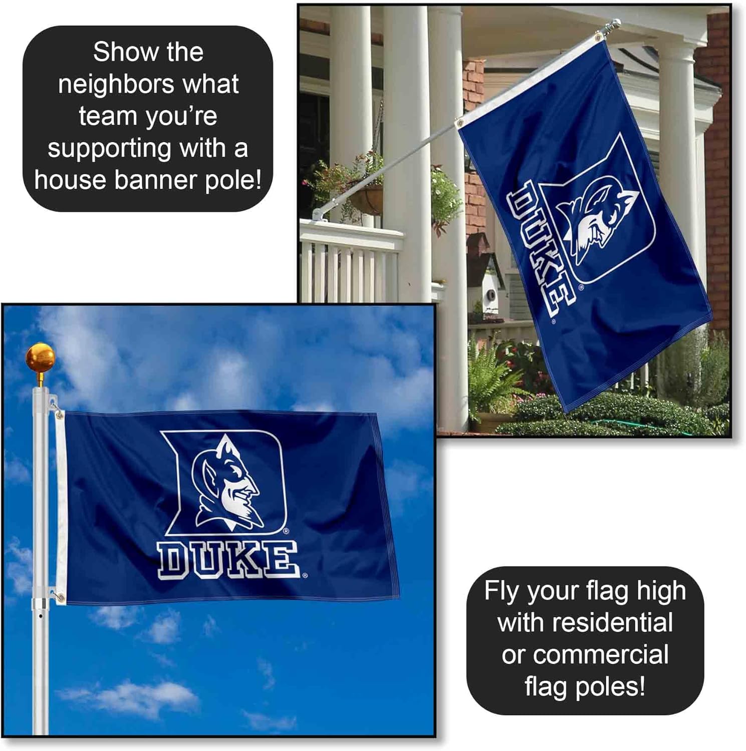 College Flags & Banners Co. Duke Blue Devils Primary Logo Large Grommet Banner Flag - Image 3