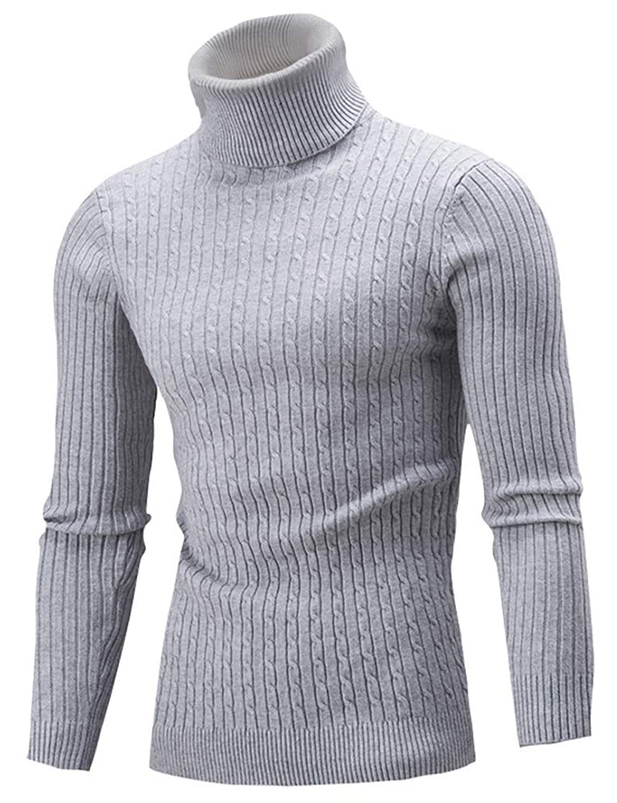 AIDEAONE Maglione Dolcevita da Uomo Maglione Casual a Costine Slim Fit a Maglia Collo Alto Pullover Dolcevita