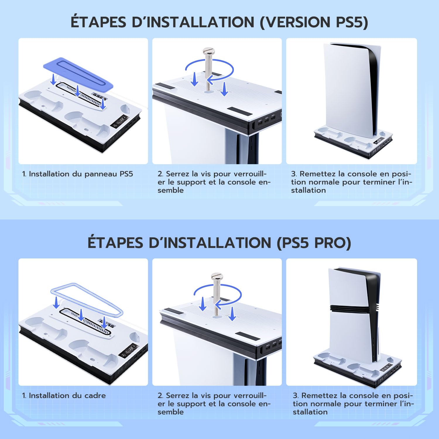Support de Refroidissement pour PS5 Pro, PS5 Slim UHD/Digitial Edition Ventilateur Station de Refroidissement, Chargeur Manette, avec Support de Casque, 3 USB - Blanc