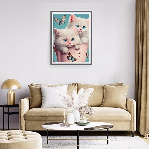 Miniatura 5 de RICUVED Kits de arte de diamantes para adultos, kits de arte de diamantes de gato, taladro redondo completo, arte de diamantes de mariposa, arte de