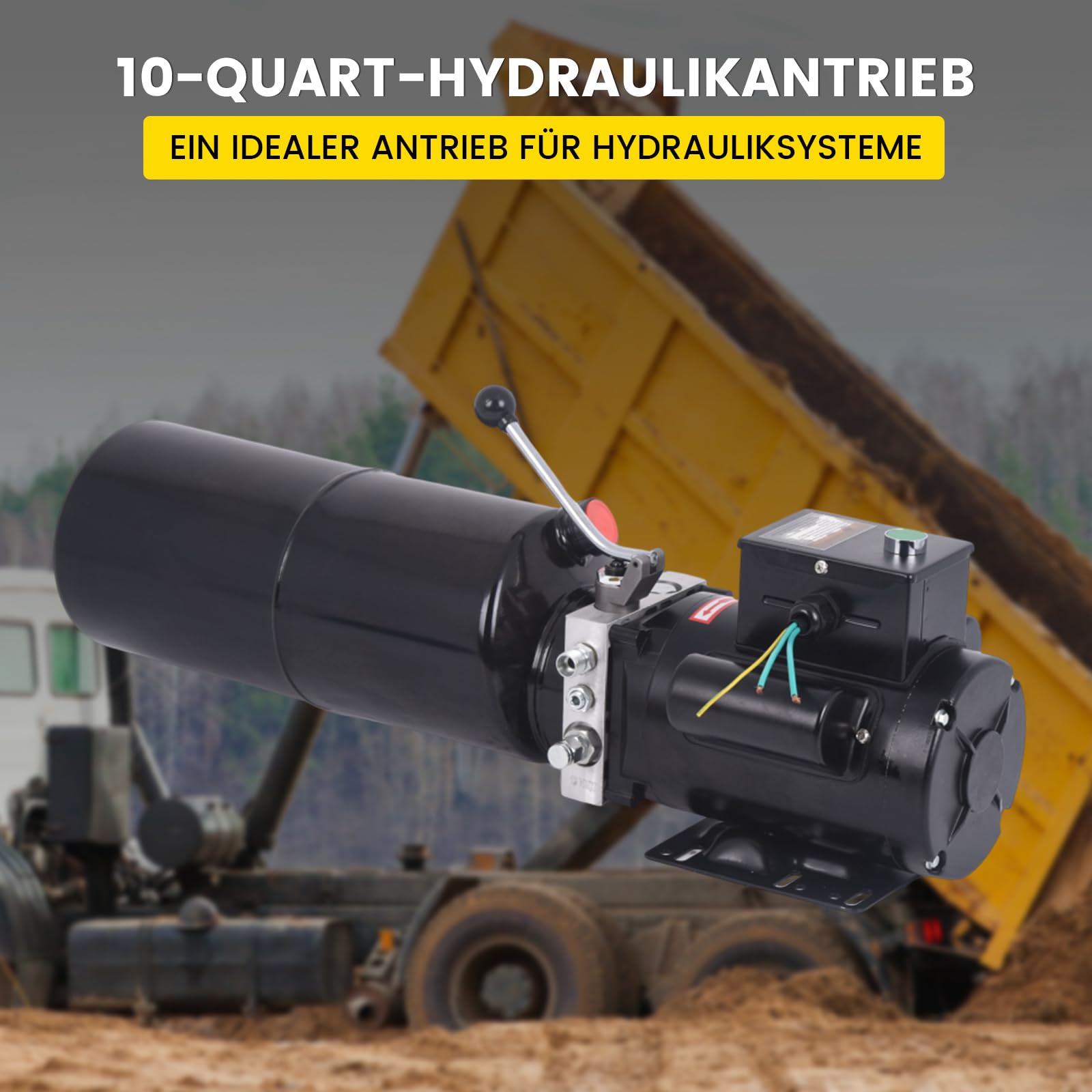 10L Hydraulikaggregat 2200W Einfachwirkend Hydraulikpumpe Kippanhänger AC 220V 3400 U/min für Gabelstapler, Hubarbeitsbühnen