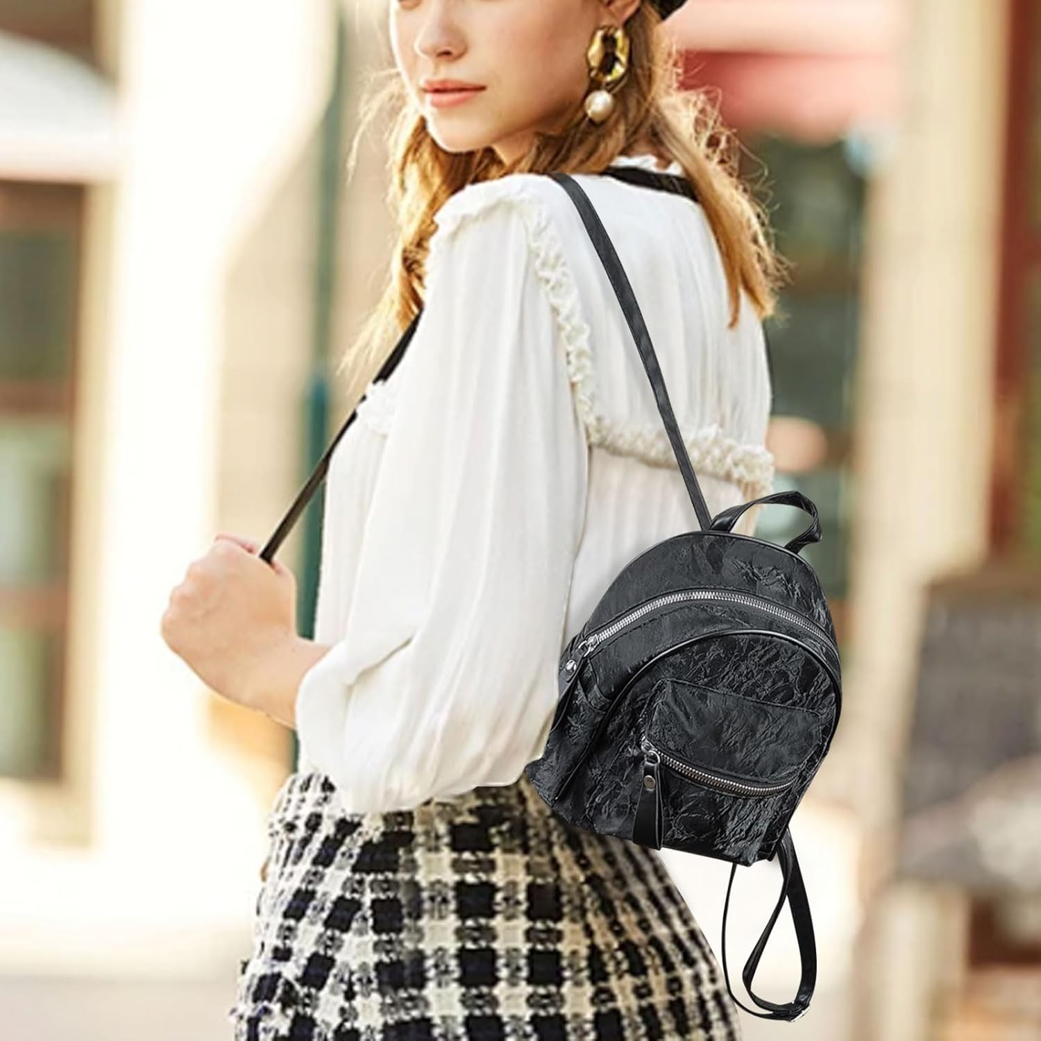 Mini Backpacks, PU Leather Ladies Backpack Small Backpack for Women, Cute Small Backpacks (pink) - Image 6