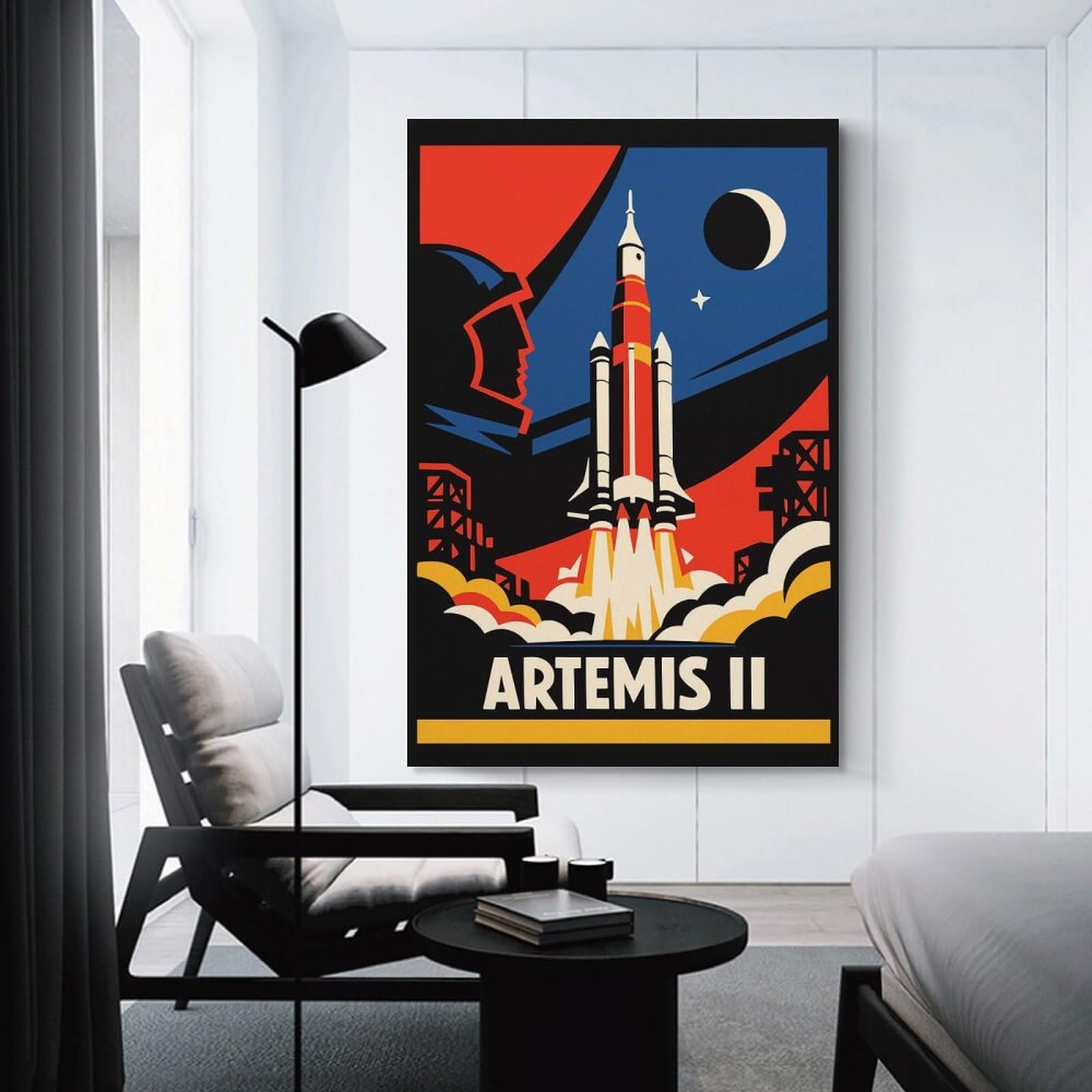 Junmoney Artemis II Rocket Launch Wall Picture Print 20x30inch(50x75cm), for Picture Wall Styling in Lounge Or Bedroom, Ideal for Building A Coordinated Art Wall