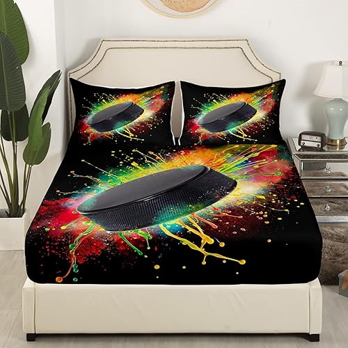 Miniatura 8 de Erosebridal Sábanas de fútbol para niños y niños, sábana bajera ajustable de baloncesto, juego de ropa de cama deportiva individual de fuego y