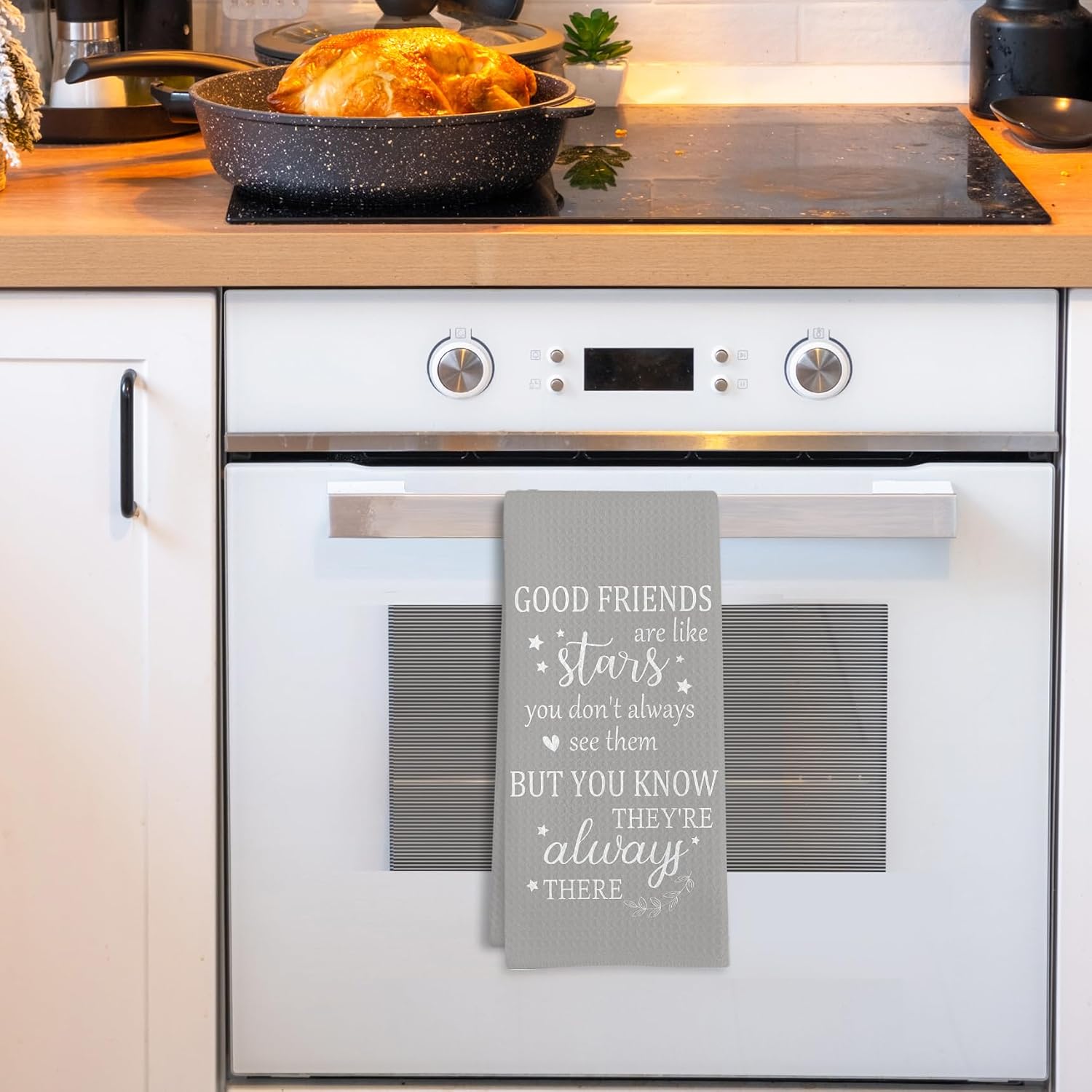 Funny Friendships Gifts for Friend Women Kitchen Towels, Friends Friendship Gifts Dish Tea Towels, Good Friends are Like Stars Gray Gift Decorative Hand Towel for Kitchen Bathroom, 16x24 Inch image 2