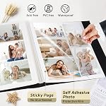 RECUTMS Self Adhesive Photo Album, Large PU Leather Cover, DIY Scrapbook | 30 Sheets/60 Pages, Holds 3x5 4x6 5x7 8x10 10x12 Photos, Memory Book, Wedding Family Baby Travel Birthday Graduation, Black