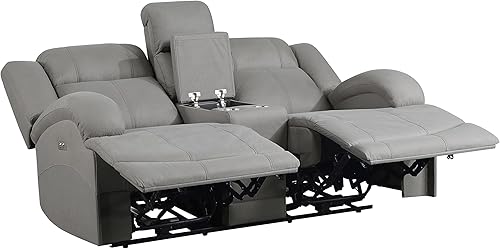 Miniatura 5 de Lexicon Landwood Power - Sofá biplaza reclinable doble, color gris