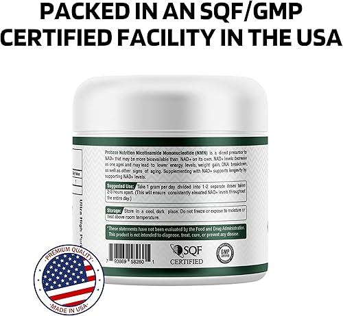 Miniatura 7 de Probase Nutrition Longevity Pure NMN Powder 40 Grams - Ultra-Pure, Fully Stabilized, Pharmaceutical Grade NMN to Boost NAD+, Nicotinamide