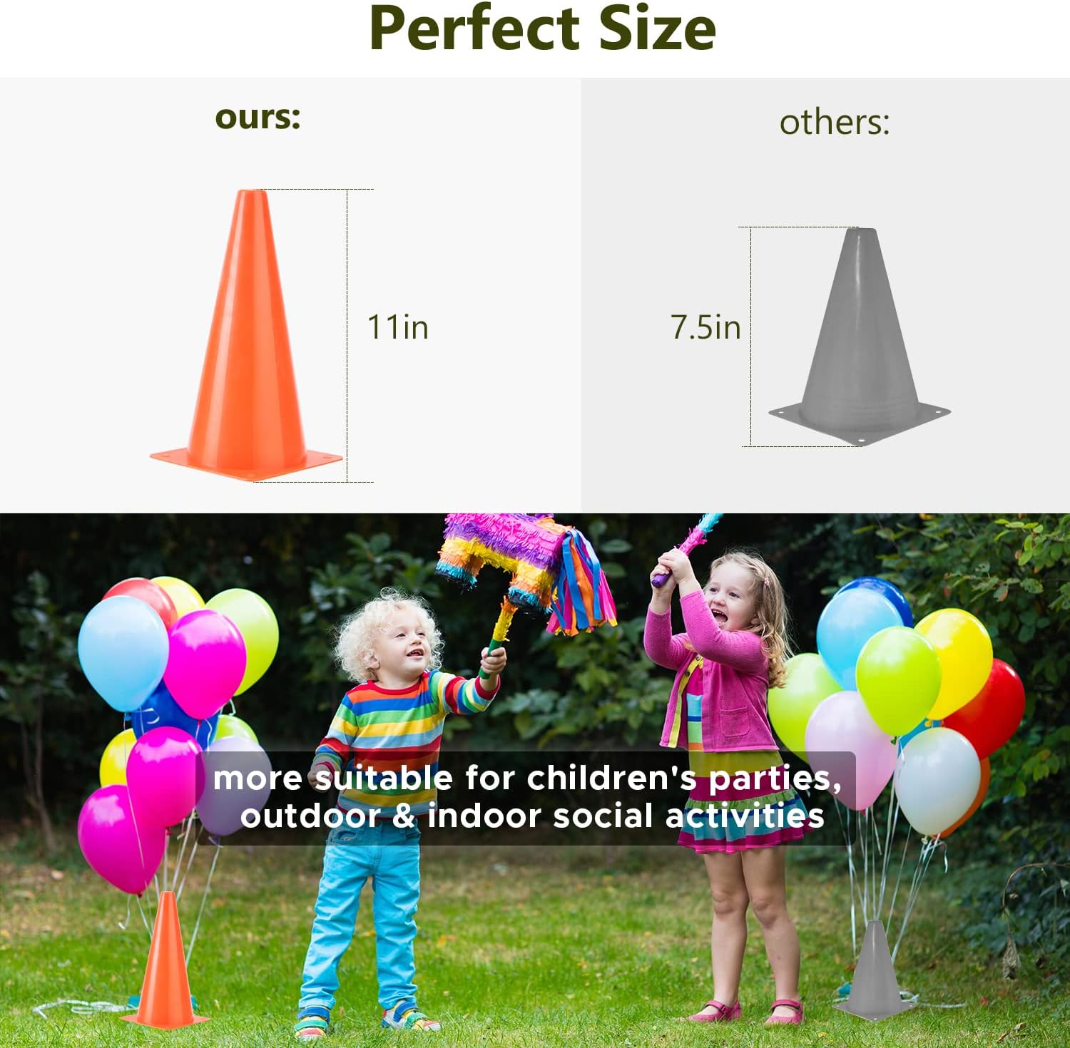PACEARTH 11 Inch Traffic Cones with Chequered Flags 10 Pack, Orange Cones Thick Soccer Training Cones Sports for Outdoor Activity, Fitness Training, Traffic Safety Practice, Race Car Party Supplies