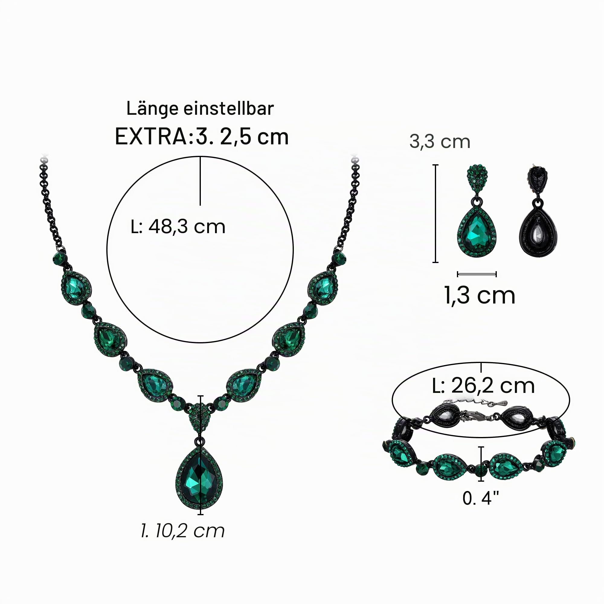 Y-Halskette + Ohrringe und Armband Marquise Kristall Tennis Armkette Hochzeit Braut Träne Diamant Kostüm Schmuckset für Damen Klar Silber-Ton