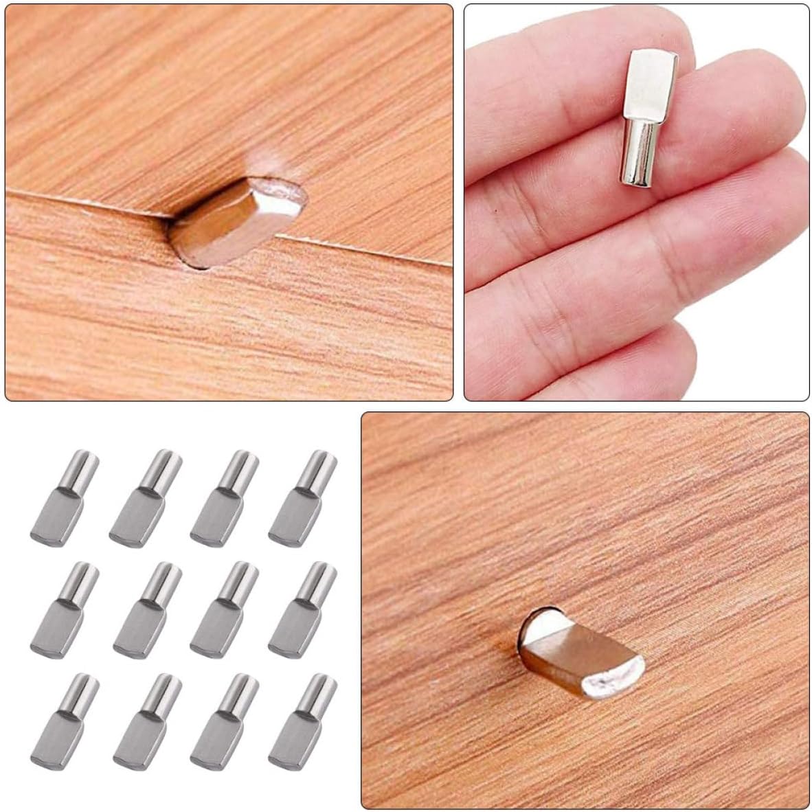 150pcs Silver Iron Shelf Fixing Pegs Spoon-Shaped Support Pins 6mm for Cabinet and Kitchen Shelf Brackets Sturdy Support Hardware for Furniture Storage