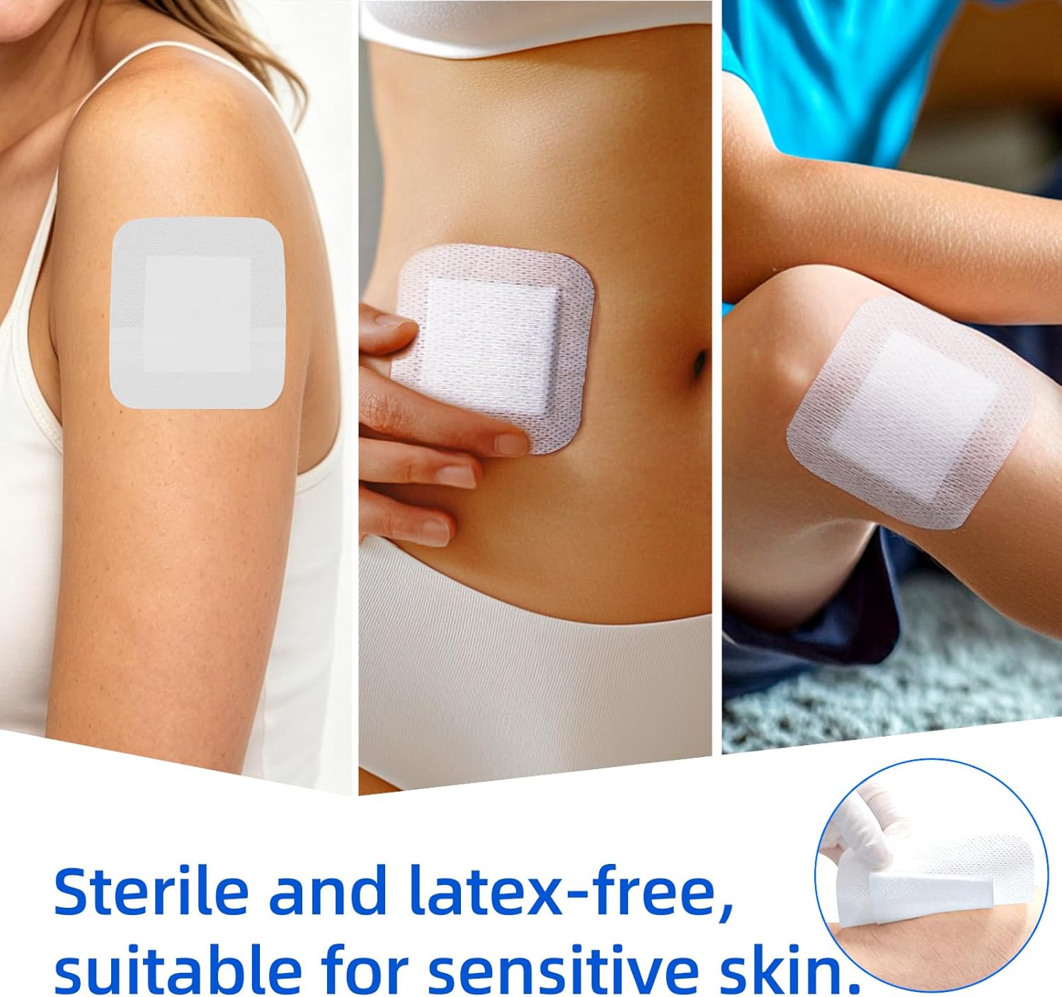 Niceful 50 Count Adhesive Gauze Island Dressing 4" x 4", Water-Resistant Wound Dressing, Sterile & Absorbent Medical Grade Dressing Pads First Aid Pads FSA Eligible