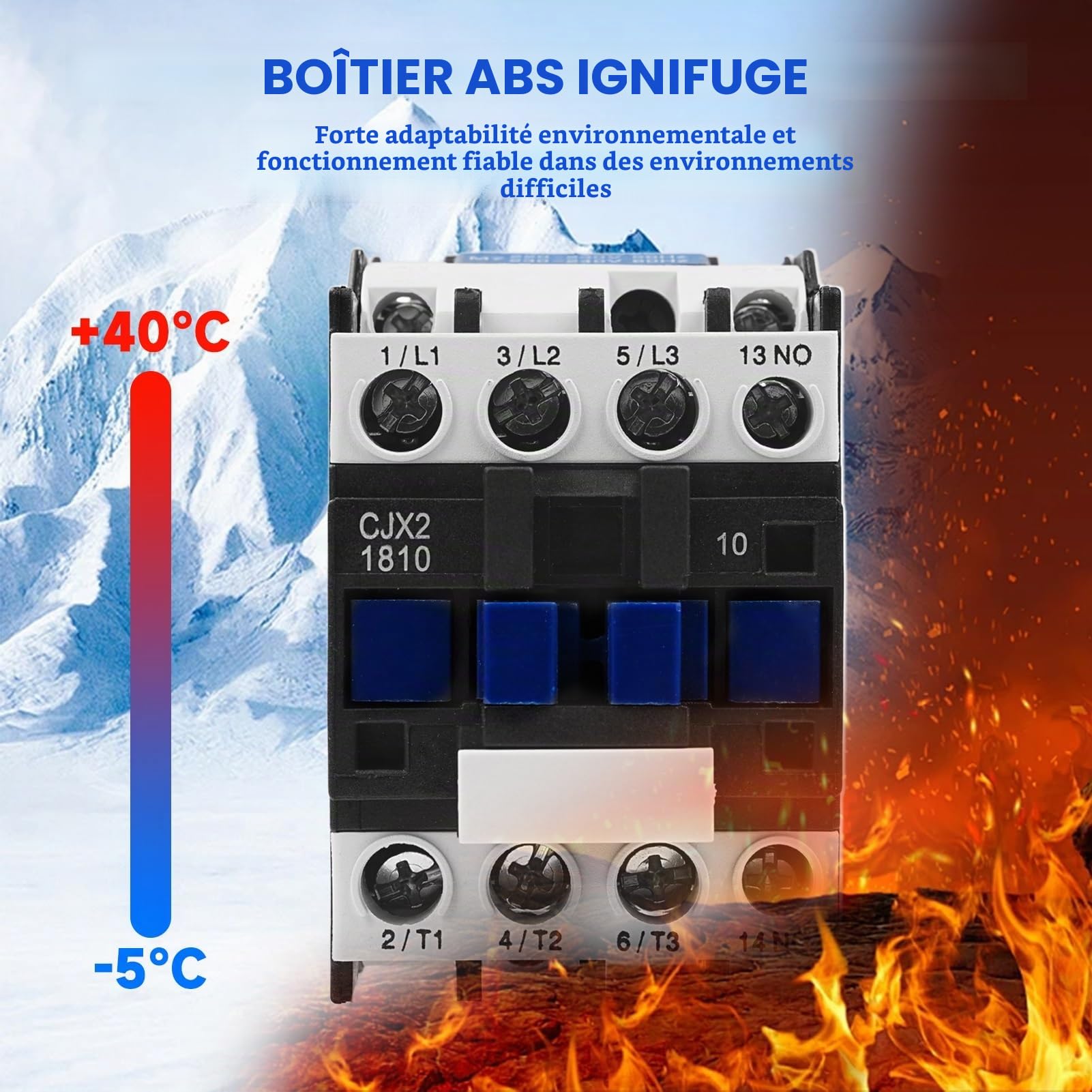 Contacteur AC Buyweek 3 pôles Contact normalement Ouvert 220V AC 50/60Hz contacteur AC à Pointe argentée épaissie CJX2-1810