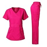 Women's Scrub Set Stretch and Soft Y-Neck Top and Pants