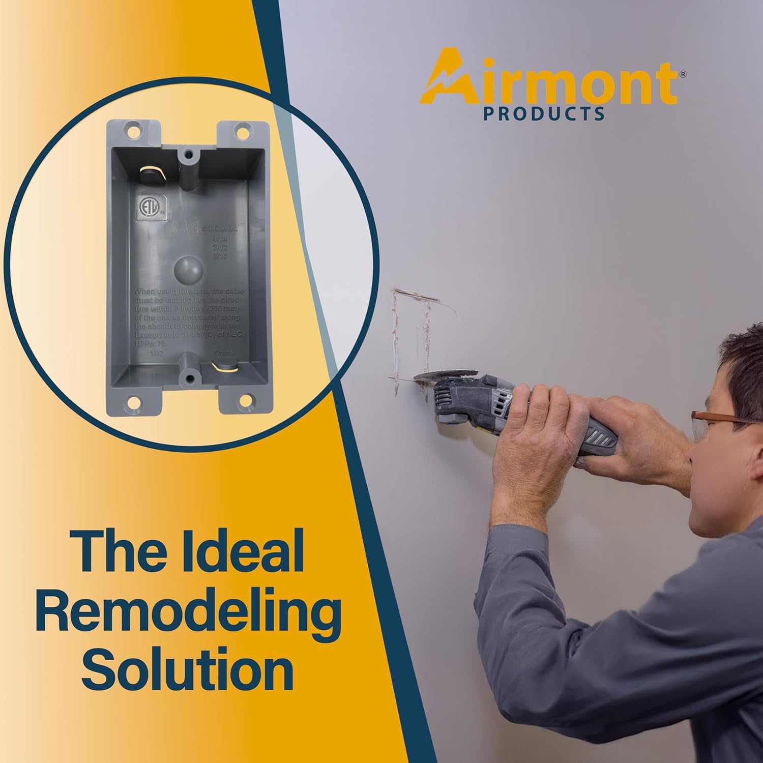 (16 Pack) Plastic Electrical Box, Shallow Remodel Box, 8 Cubic Inch Grey Outlet Box, Single Gang Old Work Junction Box, Length 4.25'', Width 2.4'', Depth 1.24'', Solid PVC Construction, ETL Listed