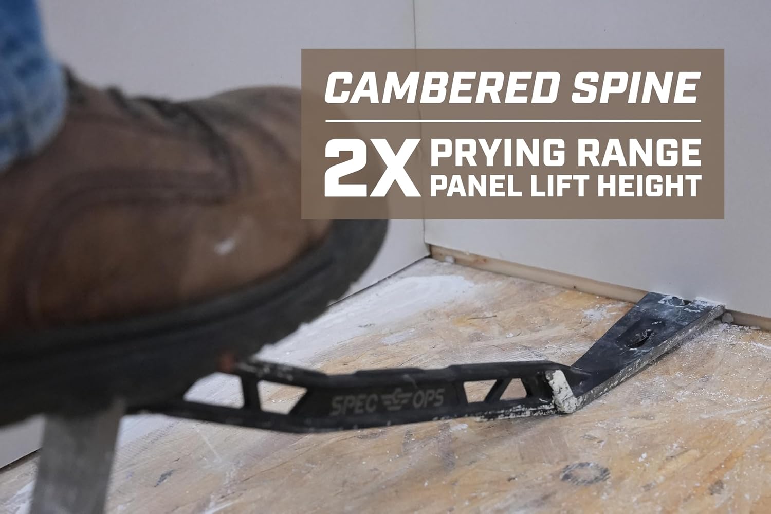 Spec Ops Tools 18" Flat Pry Bar Crowbar, Lightweight Skeletonized Design, Teardrop Nail Puller, High-Carbon Steel