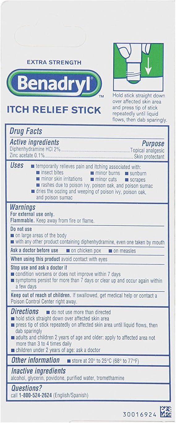 Benadryl Extra Strength Itch Relief Stick, 6 Count