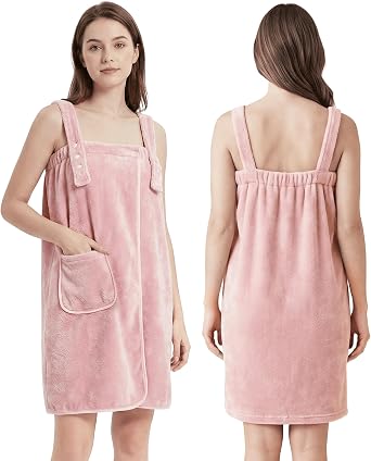 PJGGZ Towel Robe for Women with Straps - Lightweight Absorbent Cozy Bath Wraps for Women After Shower Including Plus Size