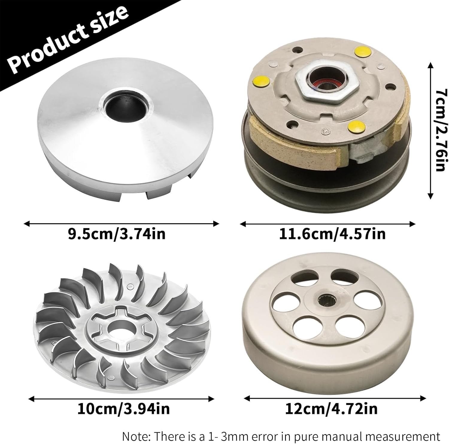 Transmission Rebuild Kit Replacement Clutch Kit, Includes Clutch Variator Assembly Drive Belt and Roller Weights, Replacement for Polaris Sportsman ATV Fit for 50cc 90cc