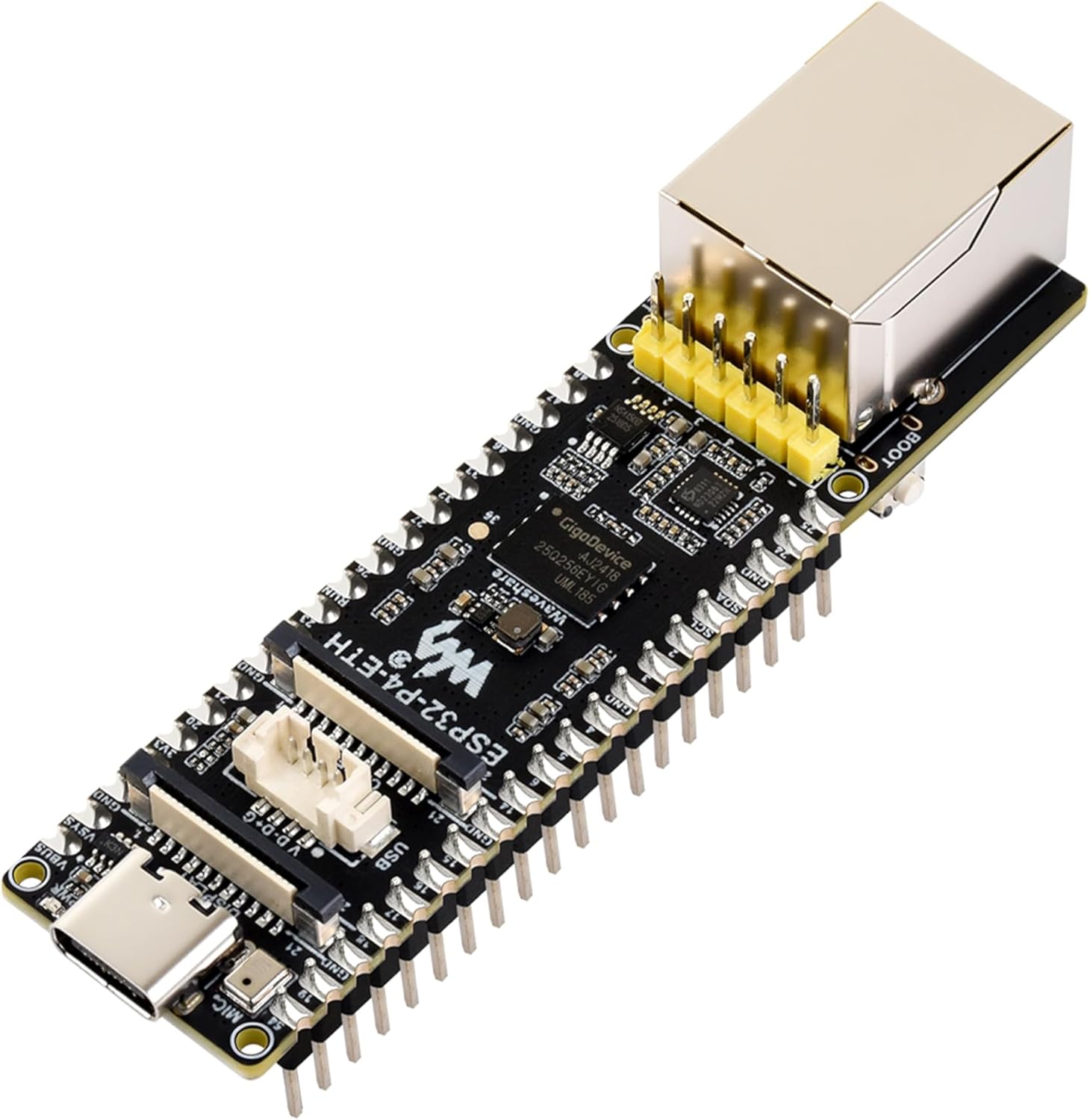 AI ESP32-P4-ETH Development Board with Pre-Soldered Header, Based On ESP32-P4, 100 Mbps RJ45 Ethernet Port, Rich Human-Machine Interfaces-Display/Camera Interface,etc. Supports AI Speech Interaction