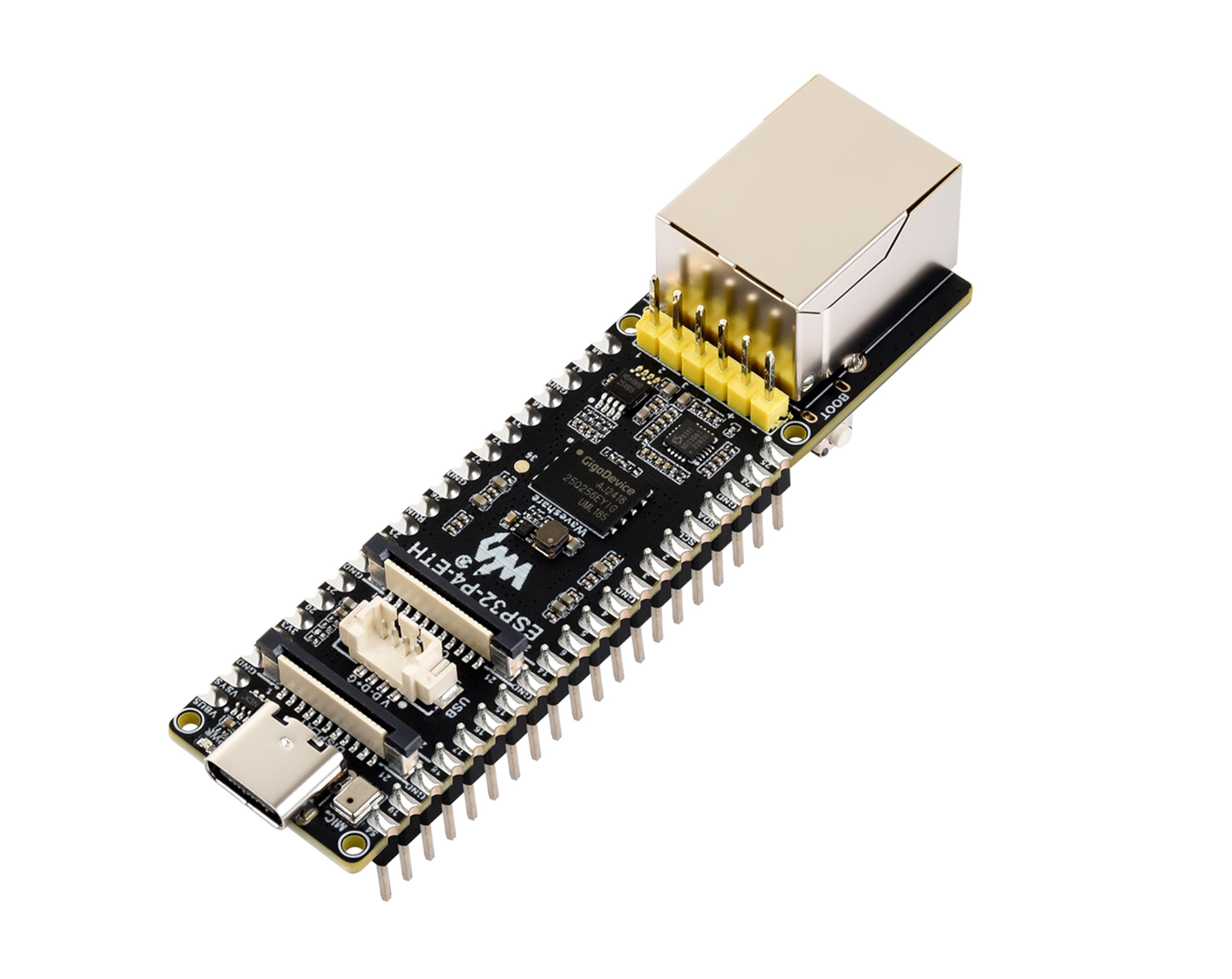 AI ESP32-P4-ETH Development Board with Pre-Soldered Header, Based On ESP32-P4, 100 Mbps RJ45 Ethernet Port, Rich Human-Machine Interfaces-Display/Camera Interface,etc. Supports AI Speech Interaction