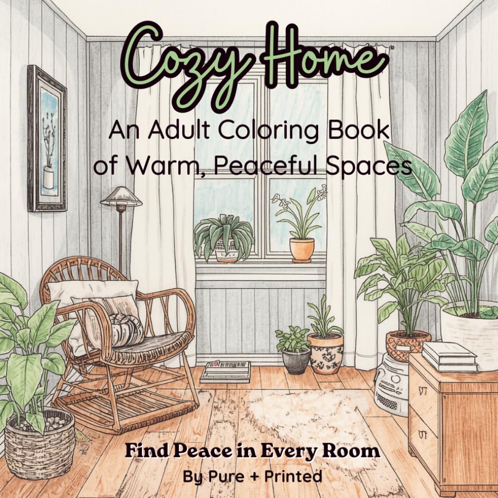 An Adult Coloring Book of Warm, Peaceful Spaces: Find Peace in Every Room