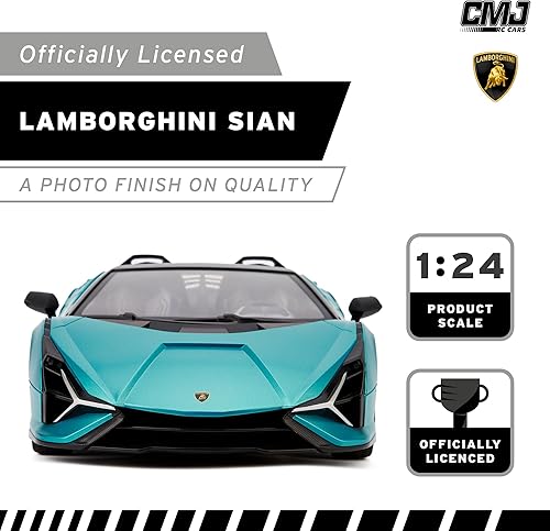 Miniatura 9 de Escala 124 con licencia oficial RC Lamborghini Sián FKP 37, Blue Lambo Sport Racing Hobby Toy Car Modelo de vehículo para niños niñas y adultos