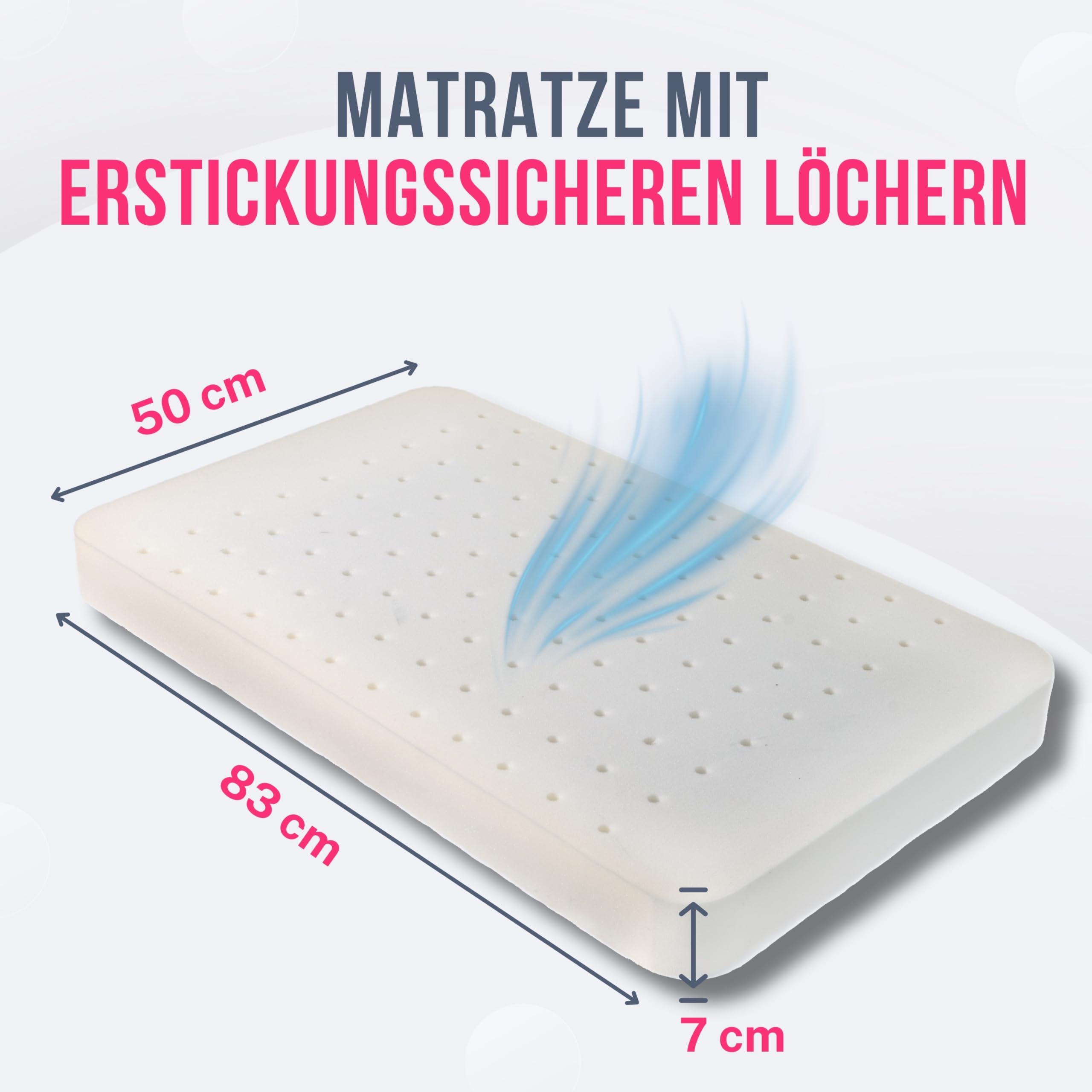 GOYSILA Babymatratze 83x50x7 cm Beistellbett Matratze Atmungsaktiv Anti Erstickung Kompatibel mit Chicco Next2Me Magic Lullago Kinderkraft UNO Cam Cullami Hauck Babybett Oeko-Tex Zertifiziert
