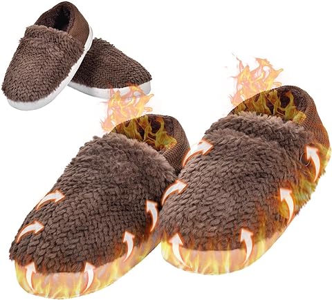 Genérico Pantufas Calefactables | Pantuflas De Felpa Con Calefacción Para Invierno - Botas Portátiles Para Hombre Mujer Mayores | Hogar Oficina Viajes Lectura Televisión Acampada