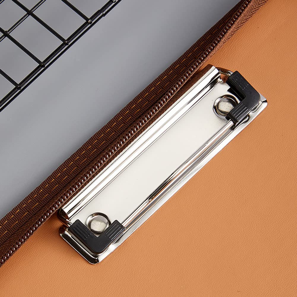 Portefeuille en Cuir avec Fermeture éClair pour Femme/Homme, Porte-Documents D'Affaires avec PoignéE, Dossier de Bloc-Notes de ConféRence Noir