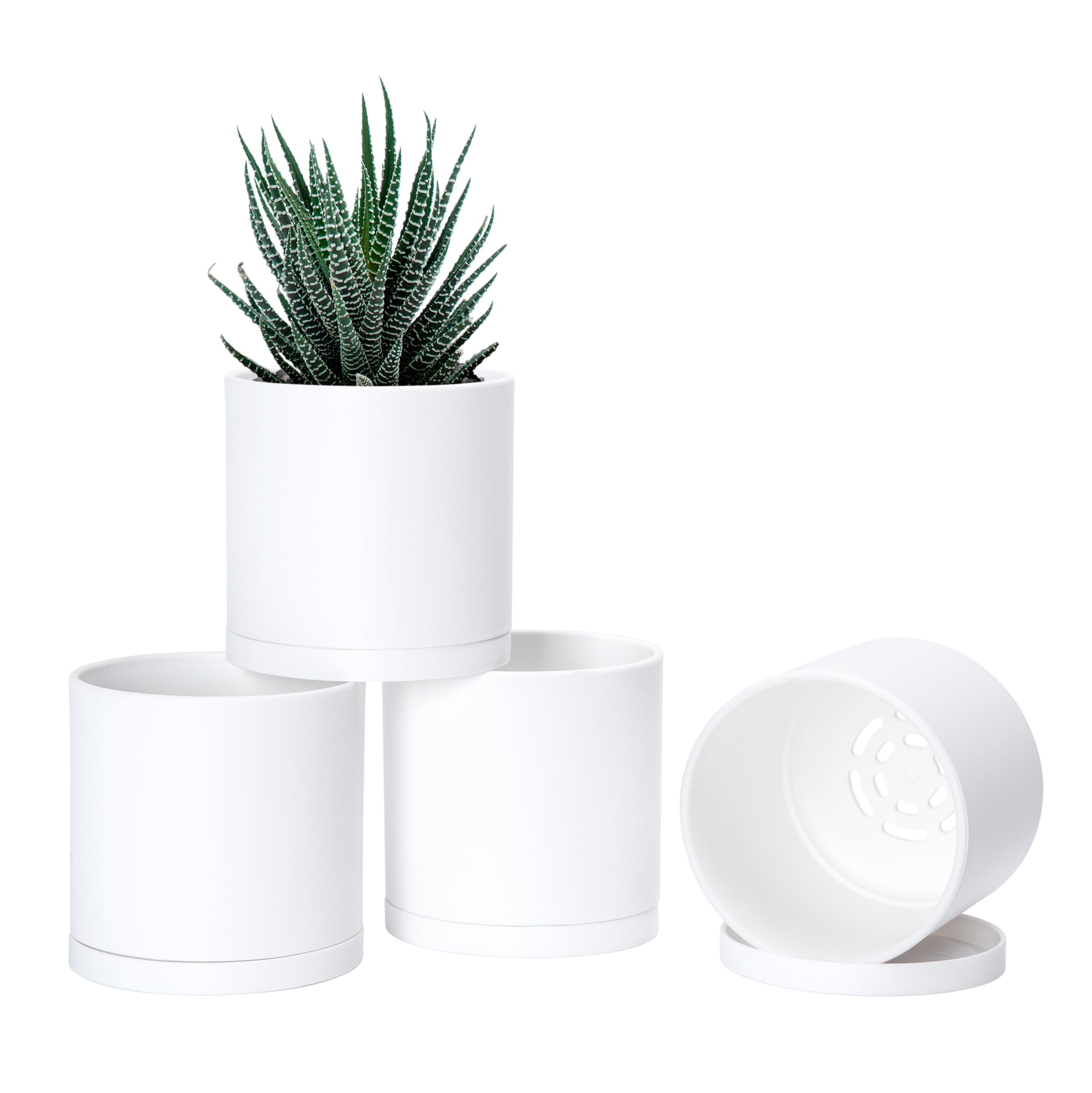 D'vine Dev 4 Pack Modern Plastic Plant Pots
