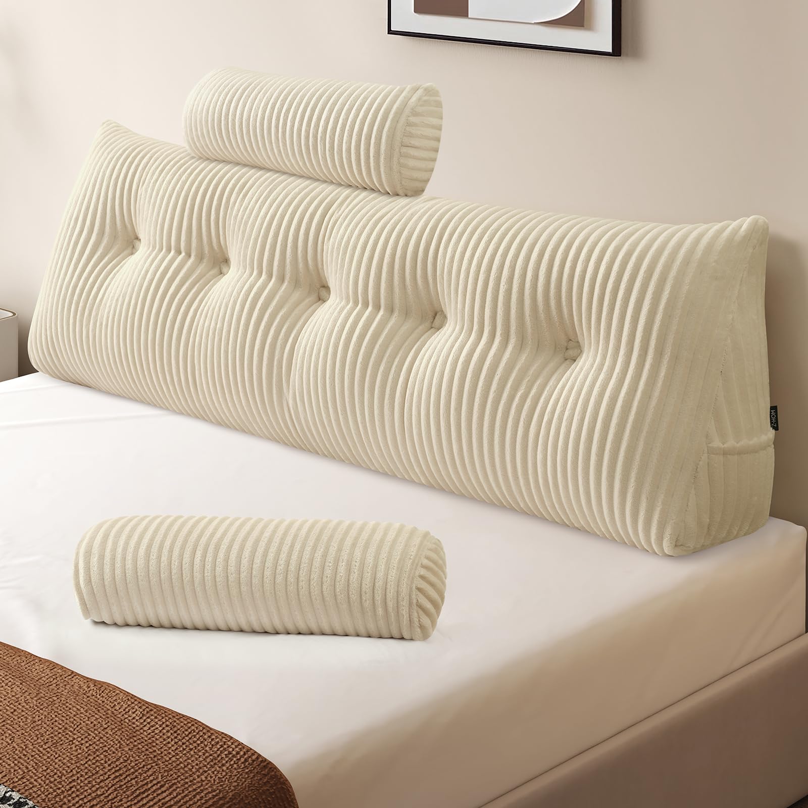 Z-hom Boekenkussen, wigvormig kussen, leeskussen voor bed en bank, Wit, 100cm Z-hom Boekenkussen, wigvormig kussen, leeskussen voor bed en bank, Wit, 100cm