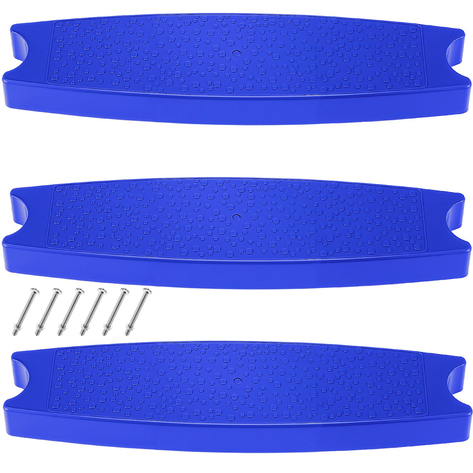 Maasechs 3 Pcs 18" Pool Ladder Steps Replacement Universal Swimming Pool Ladder Steps for Inground and Above Ground Heavy Duty Molded Plastic Stairs with 6 Pcs Stainless Steel Bolts (Blue)