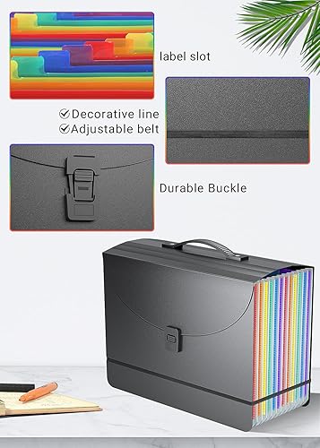 Miniatura 2 de Vanulee Organizador de archivos de acordeón, carpeta de archivos expansible, caja de archivos con 13 bolsillos expandibles, perfecta para soporte de