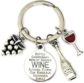 Wine Keychain Red Wine Glass Bottle Grape Lover Gift