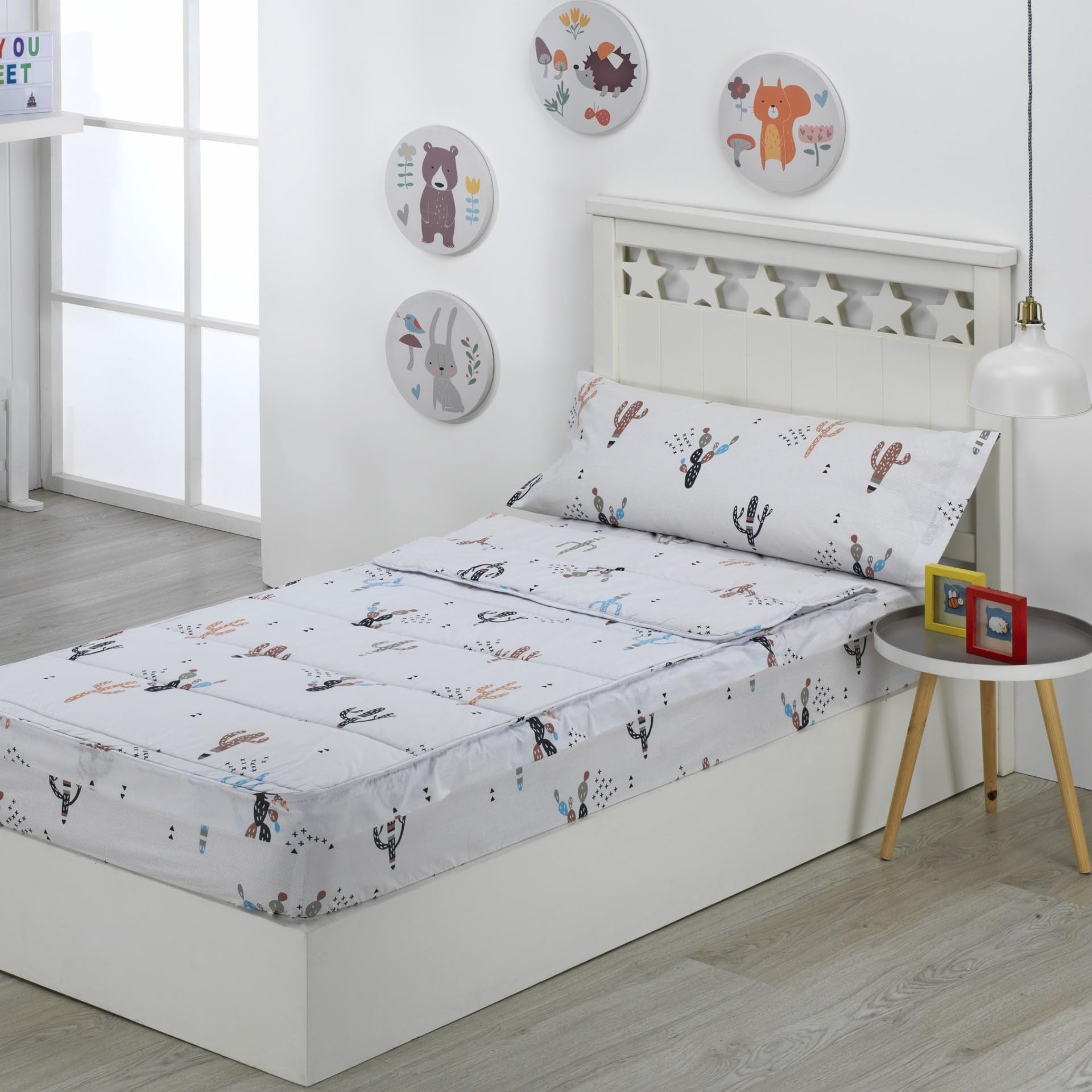 DHESTIA HOME Saco Nórdico con Cremallera Edredón Ajustable Cama Infantil Cactus Color Único Talla Cama 105