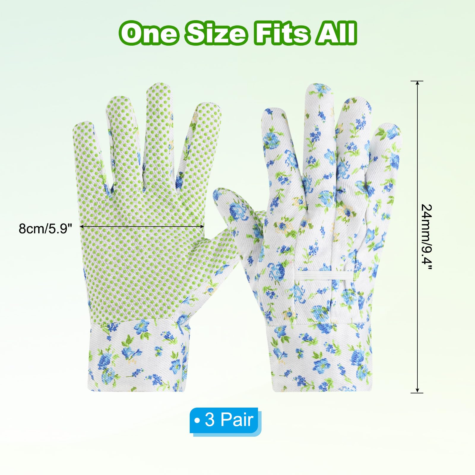 PATIKIL Floral Gardening Gloves for Women, 3 Pair Non-Slip Grip Garden Glove Women Working Yard Gloves for Yard Cleaning, Gardening, Weeding, Planting, Blue - Image 2
