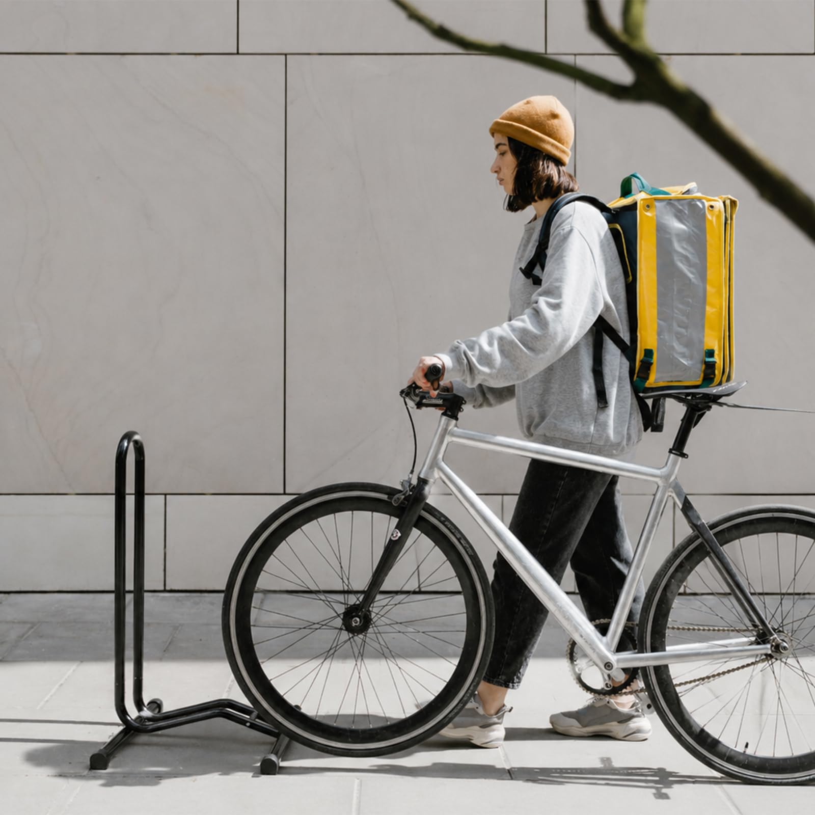 MEGHNA 2 supporti per bicicletta per pneumatici da 16-27,5 pollici, in acciaio al carbonio, robusti e stabili, salvaspazio, per biciclette con larghezza pneumatici fino a 6,5 cm