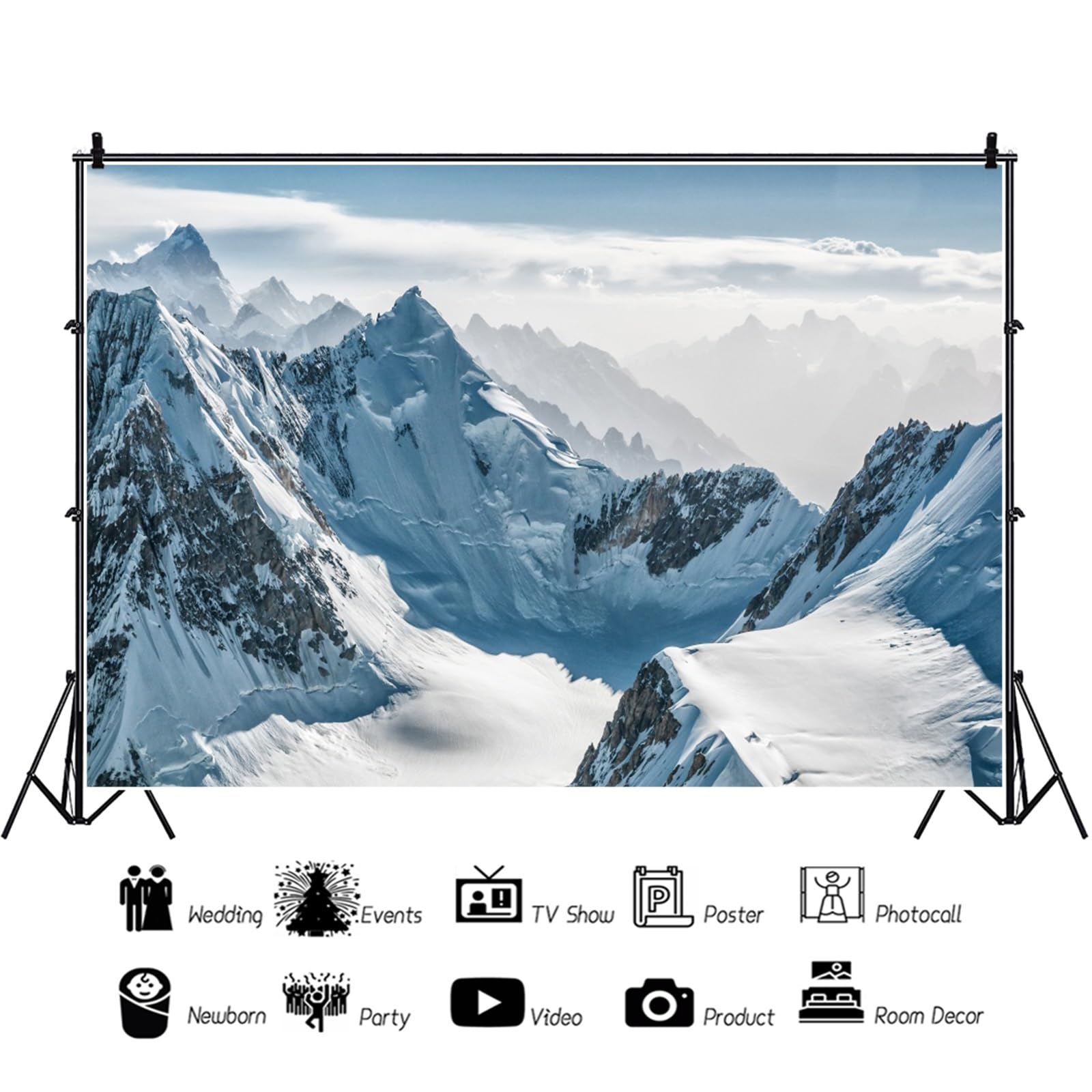 YongFoto Fondale Fotografico In Vinile 2,2x1,5m - Sfondo Montagna E Prato Per Ritratti, Feste E Studio