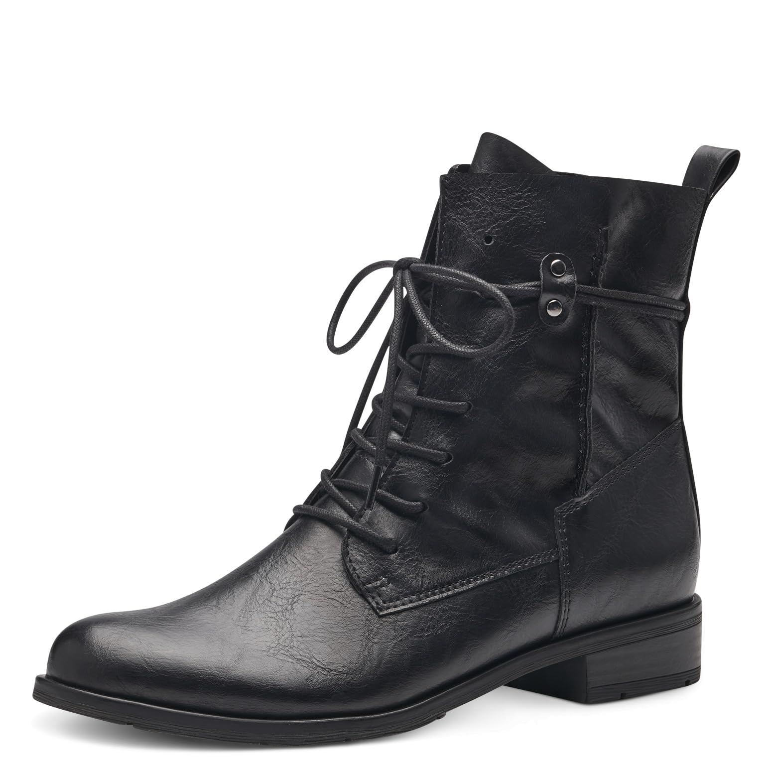 MARCO TOZZI Women's 2-25110-41 Lace Boot Flat, Black, 3.5