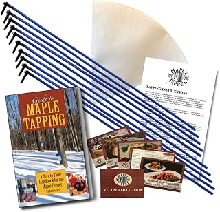 MAPLE TAPPER Maple Syrup Tree Tapping Kit – (10) Spiles + (10) 3' Tubes + (1) 1 QT Maple Sap Filter + 80 Page Book “Guide to Maple Tapping" & Recipe Cards -BPA FREE- Made in North America
