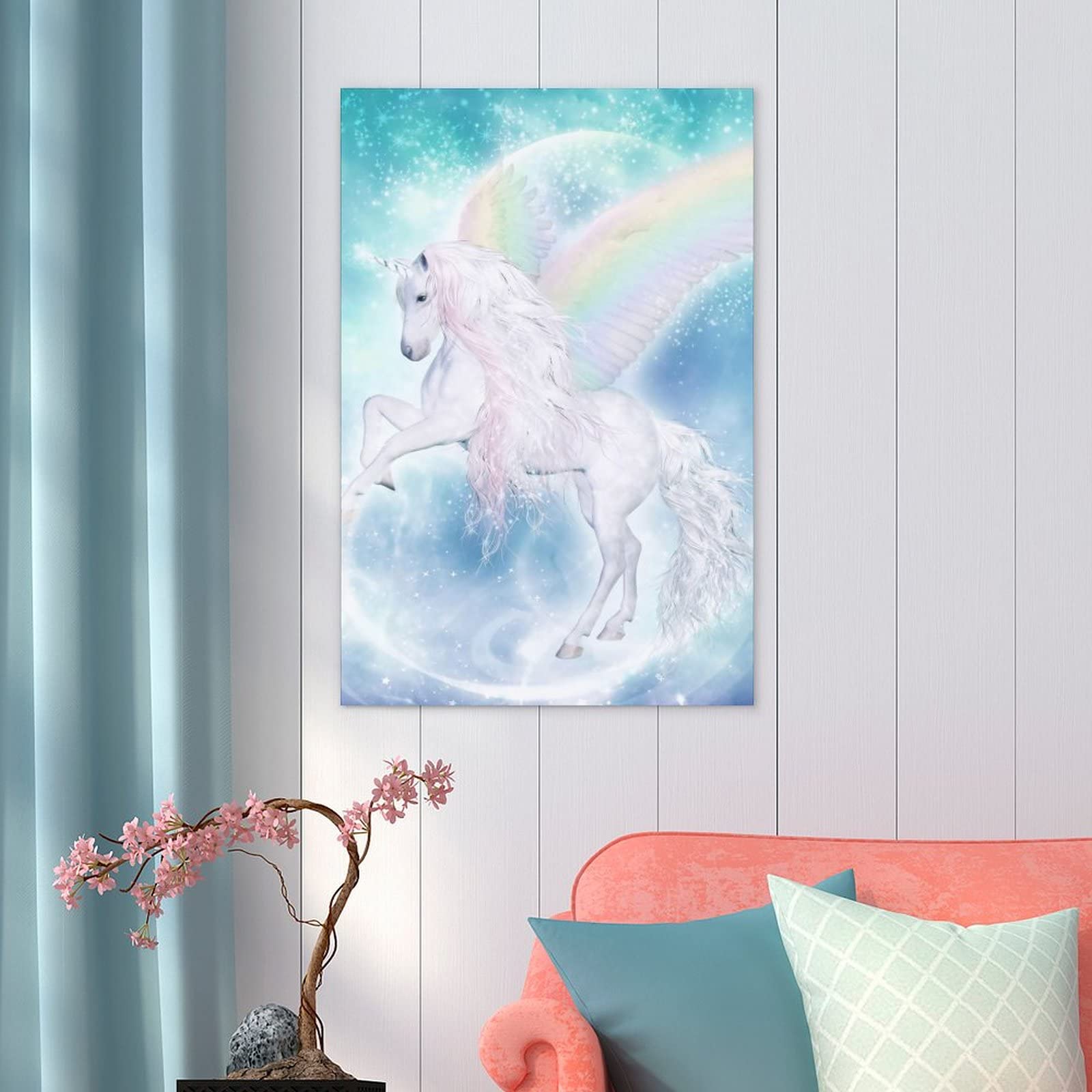 Amazon.co.jp: ポスターステッカー レインボーペガサスユニコーン