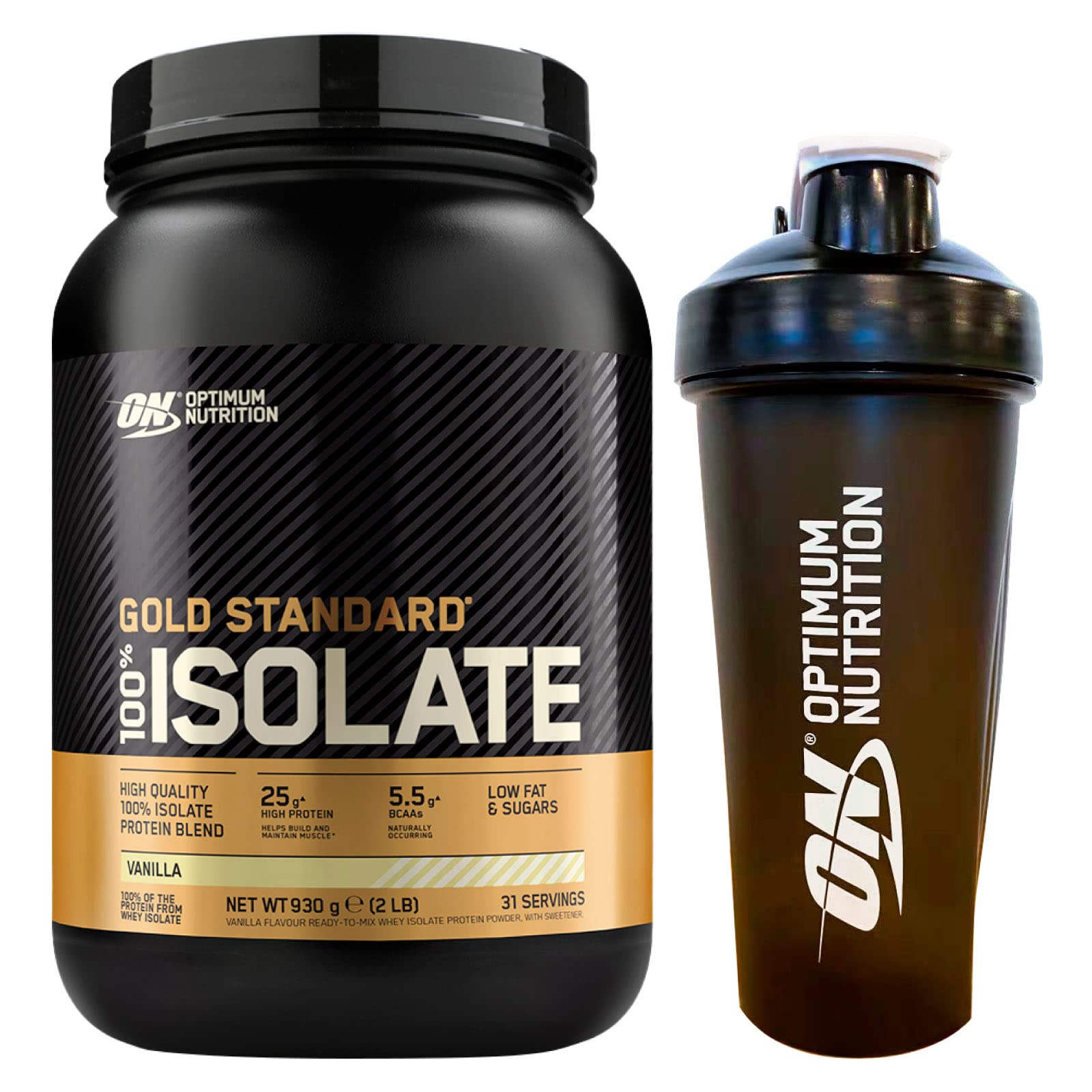 Optimum Nutrition 100% Gold Standard Isolate Proteine Whey in Polvere con BCAA Vaniglia 930g 31 Porzioni + Shaker