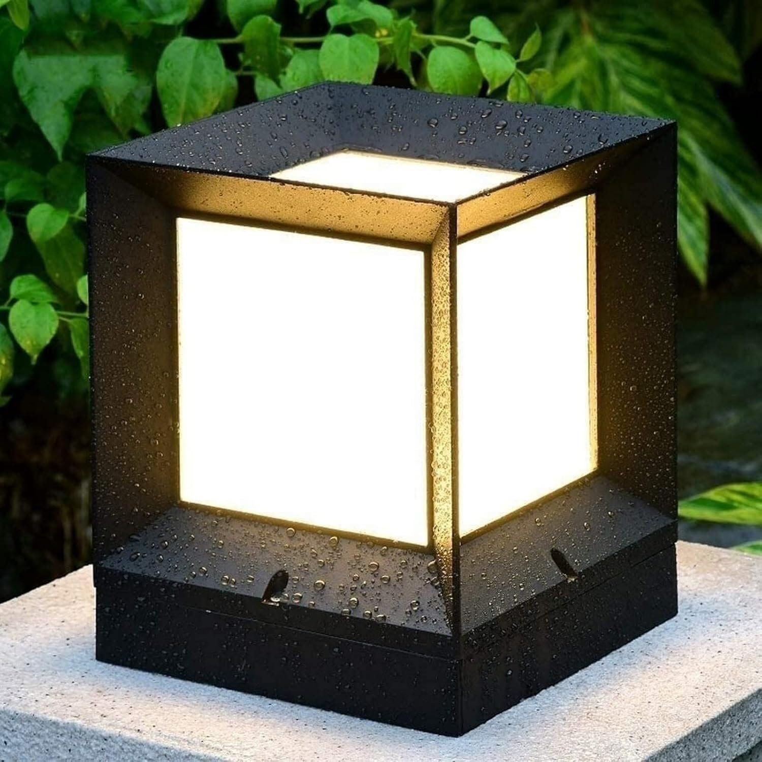 Lampe de jardin carrée étanche IP65 pour pilier et portail extérieur