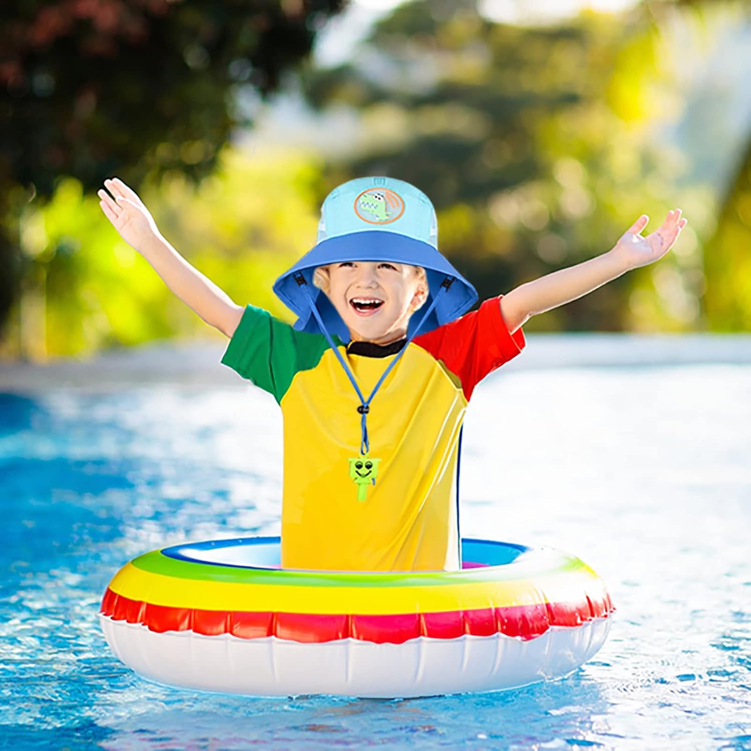 Kids Sun Hat UPF 50+ Breathable Summer Wide Brim Beach Hats with Neck Flap for 3-12 Years - Image 6