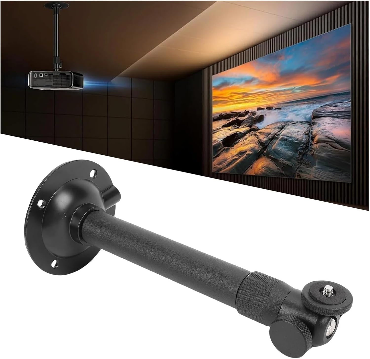 Ceiling Wall Projector Mount Fit, Compatible for TMY Projectors Black Universal 7.9 to 15.7in Length Adjustable 360° Rotation 90° Tilt