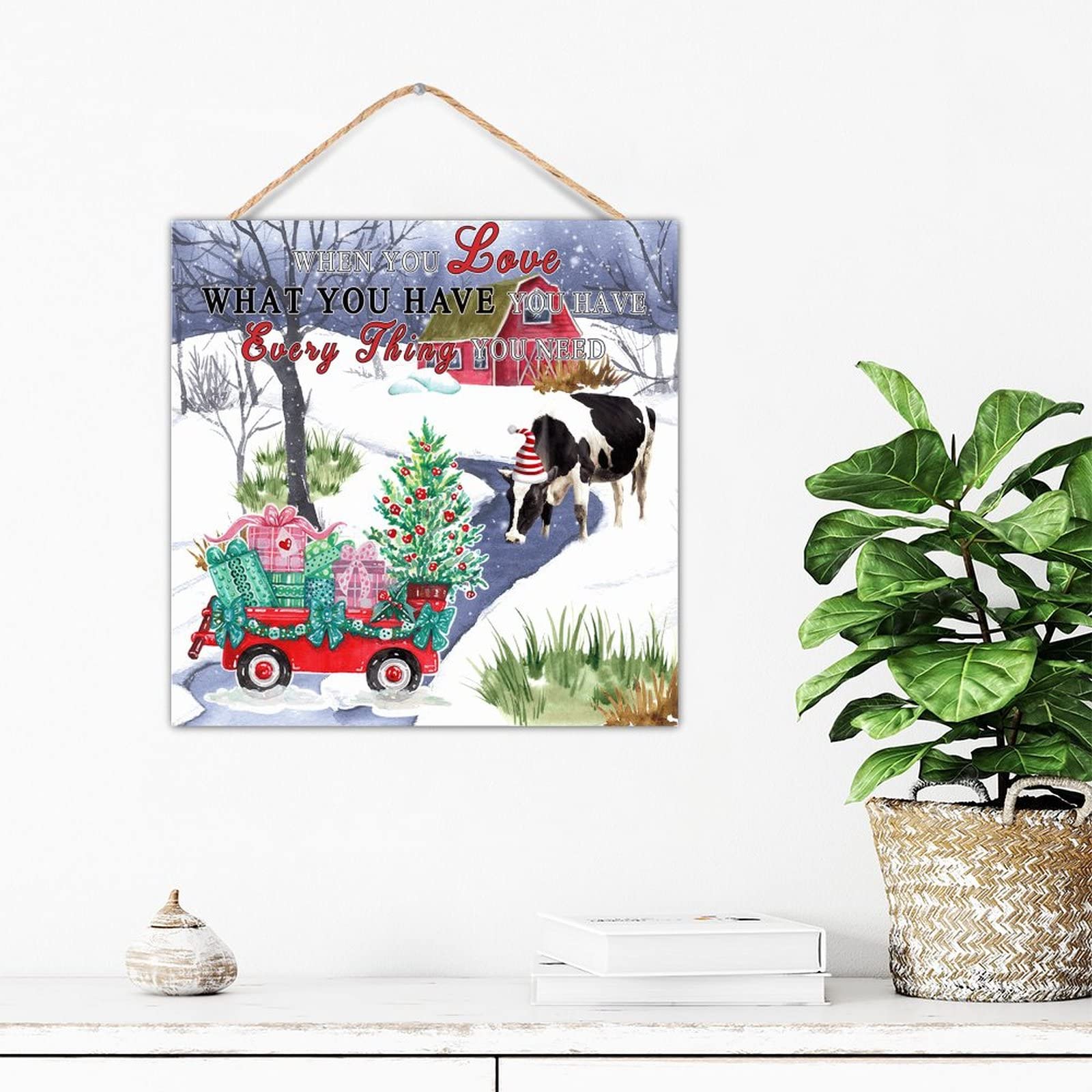 Gnome de camion rouge : un panneau mural en bois mignon et doux